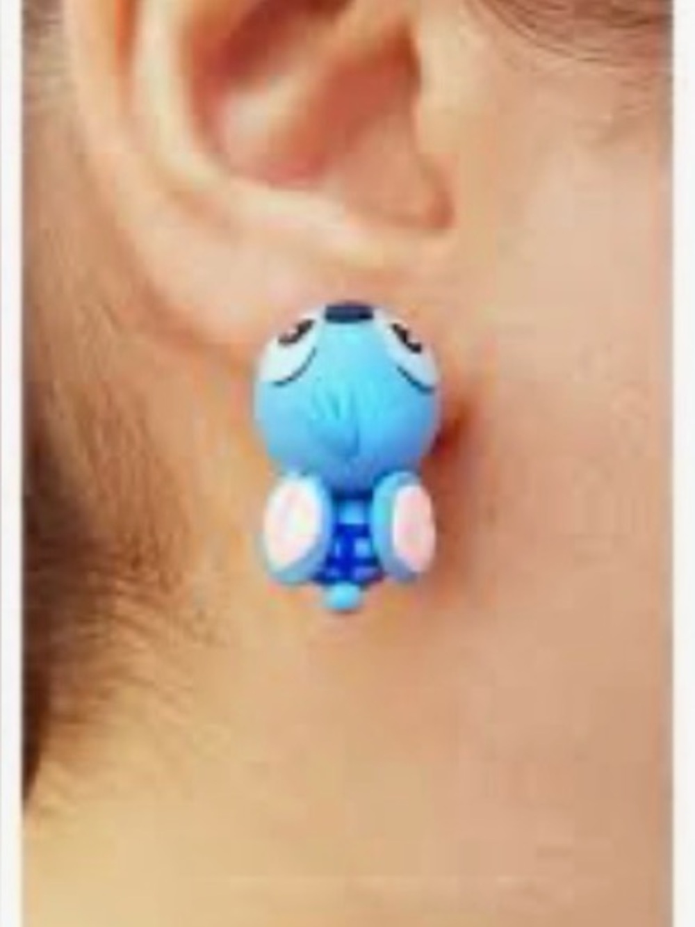 Disney Blue and Pink Stitch Ear Stud Earrings